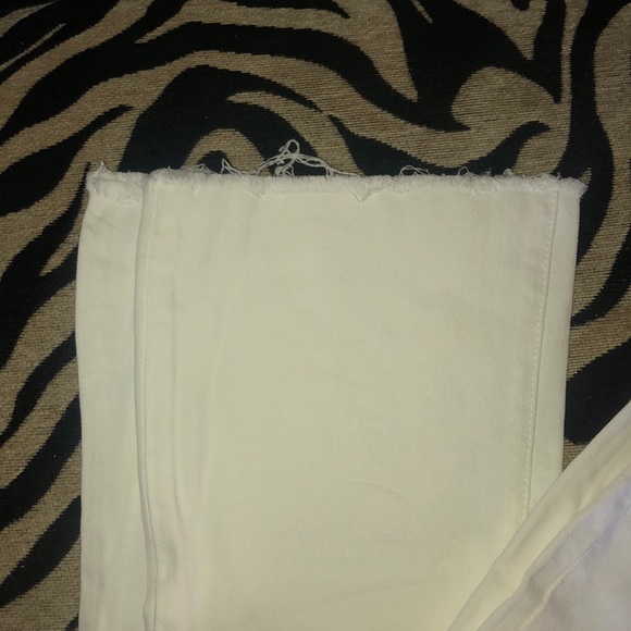 Raw Hem White Jeans with Embroidery - Picture 3 of 4